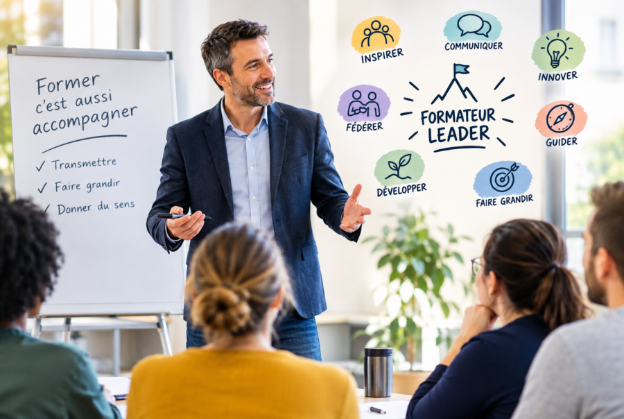 leadership pédagogique formateur débutant IFSI / IFAS devenir formateur en IFSI socioconstructivisme formation simulation et débriefing jeux pédagogiques formation données probantes en formation universitarisation des formations paramédicales intelligence artificielle en formation Intertitres H2 suggérés (repris du contenu de la fiche) Le formateur-leader : fondements et posture Le socioconstructivisme, cadre de l'apprentissage Les données probantes au service de la formation L'humour, levier d'apprentissage et de lien social L'animation orientée vers l'innovation Leadership collégial et mutations de la formation
